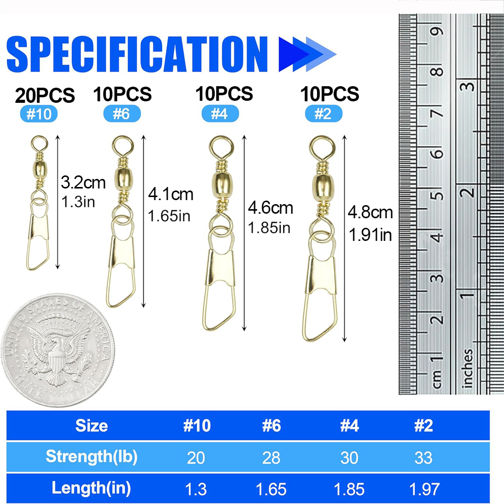 50Pcs Gold Fishing Barrel Swiv - Fishing Equipment Cheap review and price