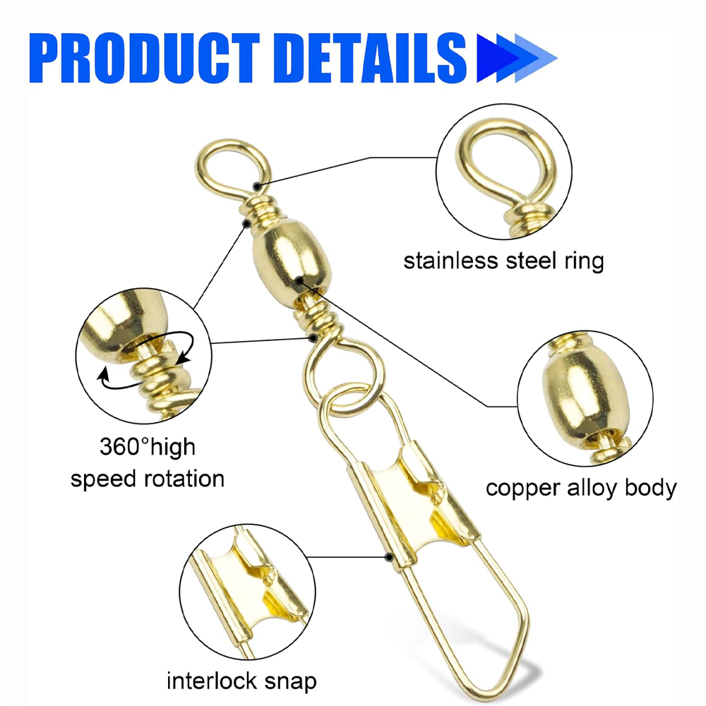 50Pcs Gold Fishing Barrel Swiv - Fishing Equipment Cheap review and price